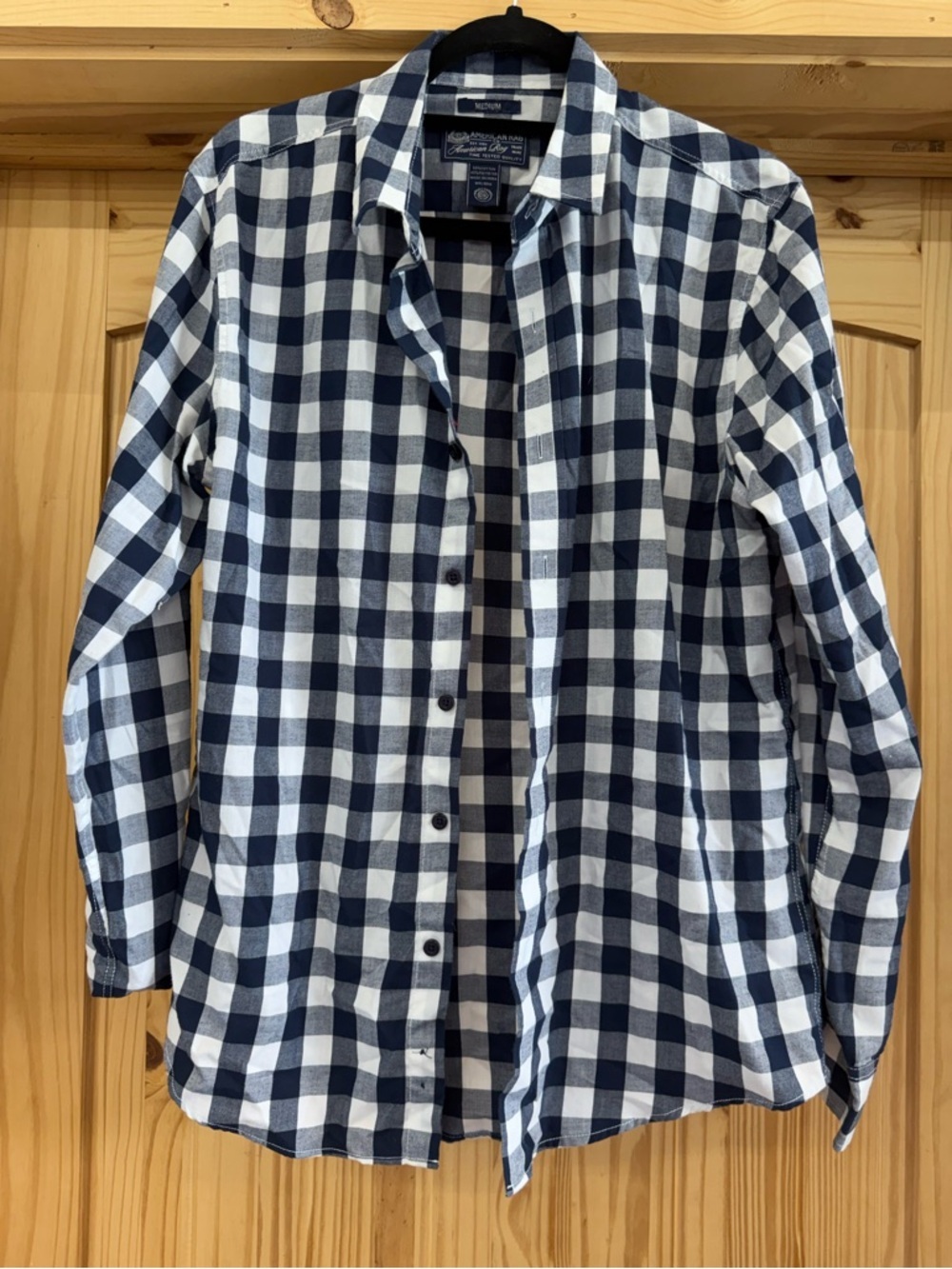 American Rag Navy and White Check Button-Down Shirt